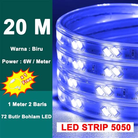 Jual GL LED STRIP SELANG Anti Air 6 WATT METER 220V SUPER TERANG SMD