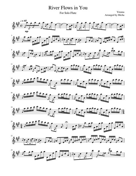 River Flows In You By Yiruma Sheet Music For Flute Solo