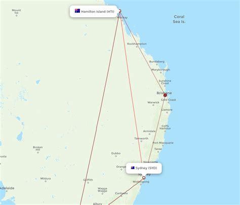 All Flight Routes From Hamilton Island To Sydney Hti To Syd Flight