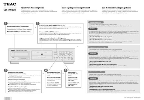 TEAC CD-RW890 QUICK-START RECORDING MANUAL Pdf Download | ManualsLib