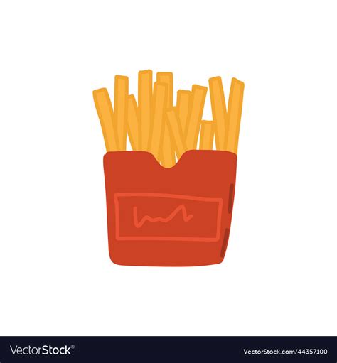 Potatoes French Fries Hand Drawn Fast Food Vector Image