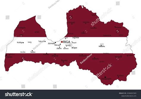 Latvia Highly Detailed Political Map National Stock Vector Royalty