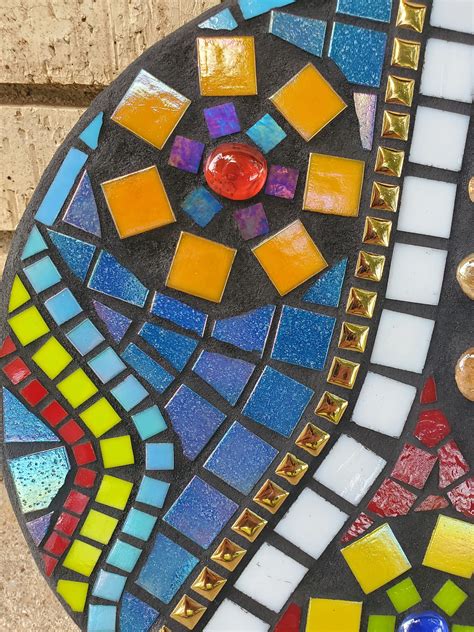 Round Colorful Mosaic Garden Stepping Stone - Etsy