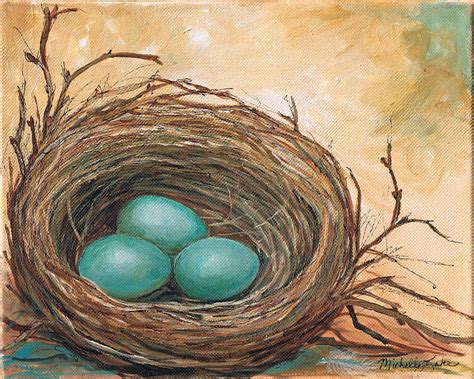 Three Eggs In A Nest Painting By Michelle Lake Fine Art America