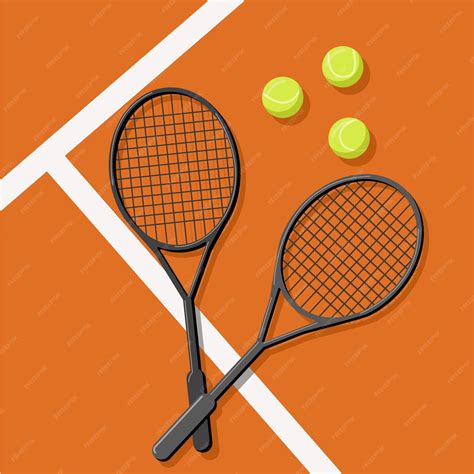 Tenis Dos Raquetas De Tenis Y Tres Pelotas En La Ilustración De Vector