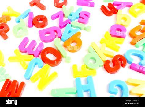 Colorful magnetic letters isolated on white Stock Photo - Alamy