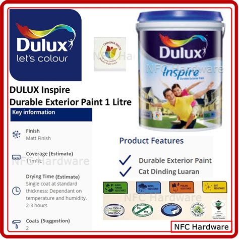 Dulux Inspire Durable Exterior Paint Litre Cat Dinding Luaran