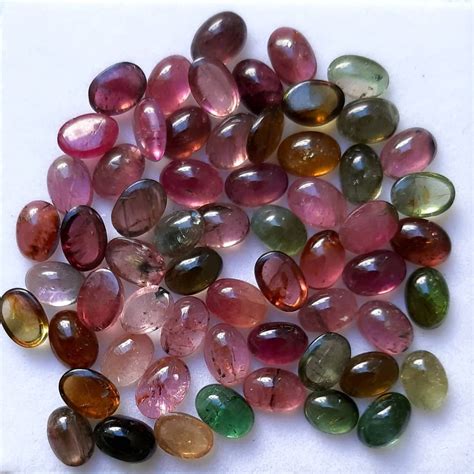 Details About Natural Multi Color Tourmaline Cabochon Oval Loose