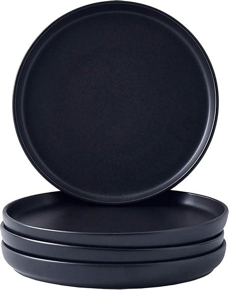 Amazon Bruntmor 11 Inch Ceramic Plates Set Of 4 Round Black