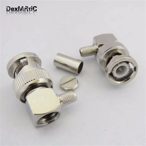 1PC BNC Male RF Coax Connector Crimp RG58 RG142 Right Angle