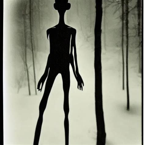 Tall Skinny Humanoid Creature In A Dark Forest At Stable Diffusion