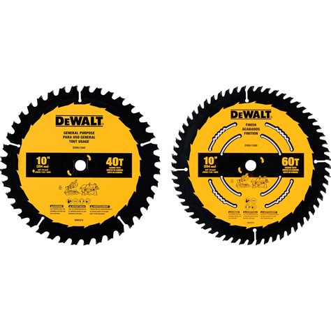 DEWALT 10in. 40T and 10in. 60T Miter Saw Blades, 2-Pc., Model# DWA110CMB | Northern Tool