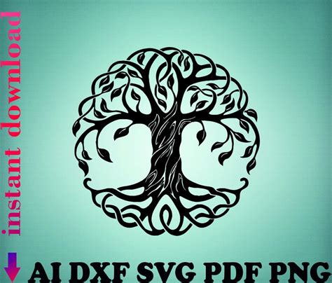 Gravure Clipart Arbre De Vie Dxf Arbre Généalogique Svg Arbre Coupe