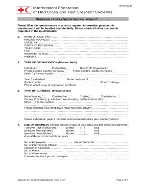 Supplier Profile Registration Doc Template Pdffiller