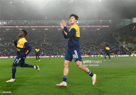 Takehiro Tomiyasu Applauds The Arsenal Fans Before The Premier League