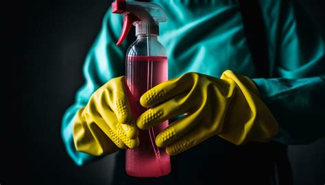 Protective latex glove sprays antiseptic liquid for safe cleaning