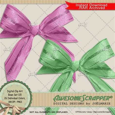 Bows Set 115 Digital Clip Art by Awesomescrapper High - Etsy