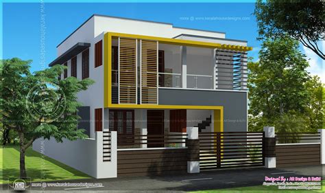 Duplex House Elevation 1000 Sq Feet Each Kerala Home Design And Floor