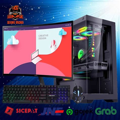 Jual FULL SET PC GAMING AMD RYZEN 5 5600G Monitor 24 DDR4 16GB SSD