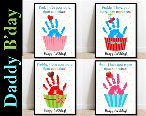 Dad Birthday Handprint Card Happy Birthday Dad Craft T Printable Diy Craft For Father