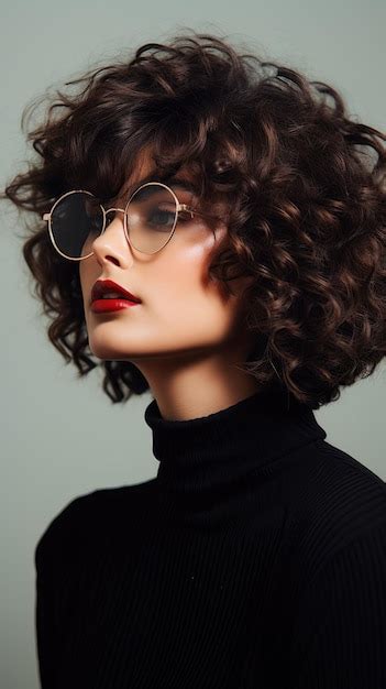 Premium Ai Image Woman Wearing Glasses Short Curly Hair