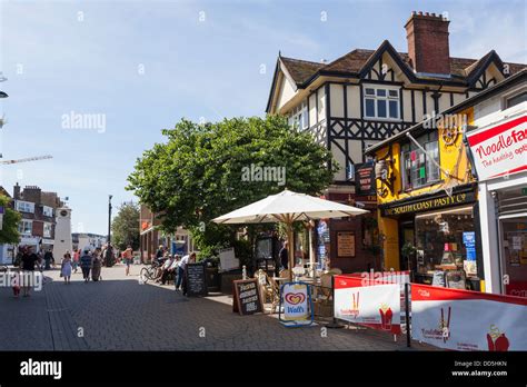 pedestrianised shoping precinct  littlehampton town centre stock