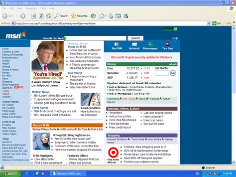 The Msn Homepage From 2004 Rwindows