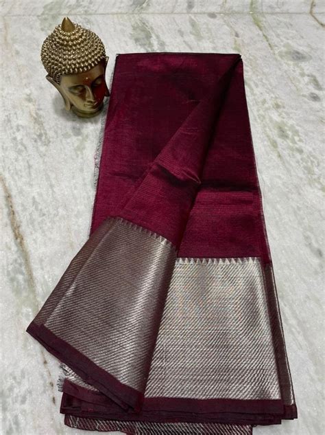 Mangalagiri Pure Pattu By Cotton 250 50 Big Border Plain Pattu Sarees