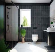 Gray Tiles Bathroom Murals TenStickers