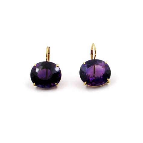 18Kt Yellow Gold Amethyst Earrings – S & K Ltd.