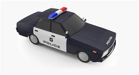 Low Poly Cartoon Police Car D Model D Model Max Ds Fbx Obj