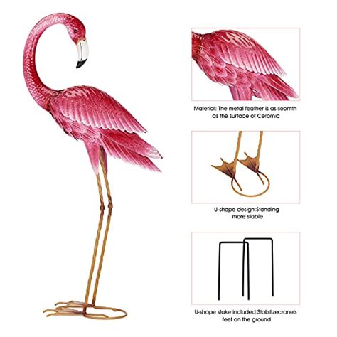 Kircust Flamingo Garden Sculpture Statues Metal Birds Yard Art