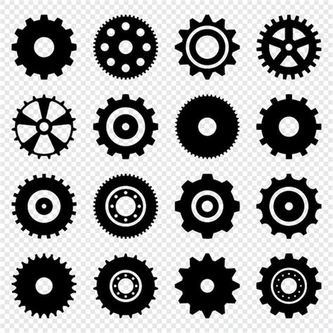 Premium Vector Gear Setting Vector Icon Set Isolated Black Gears