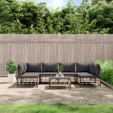 Tlg Garten Lounge Set Mit Kissen Anthrazit Poly Rattan