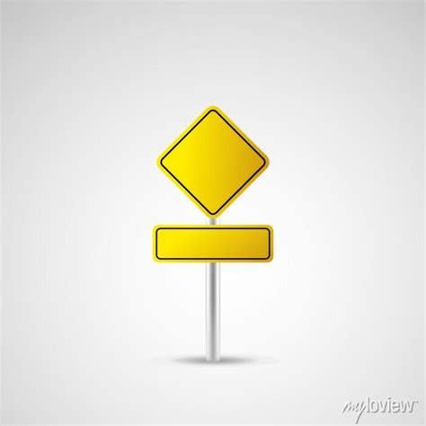 Blank Yellow Road Sign Or Empty Traffic Signs Isolated On White • Wall