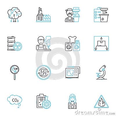 Chemical Production Linear Icons Set Synthesis Polymerization