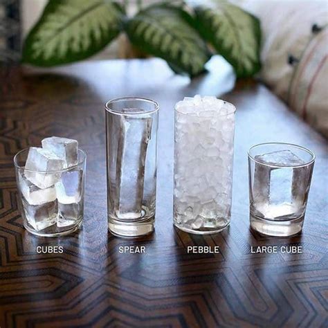 Four Glasses With Ice Cubes On A Table