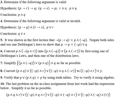 Solved 3 Determine If The Following Argument Is Valid