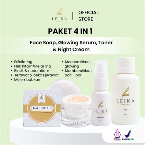 Jual Leika Skincare Paket In Face Soap Glowing Night Cream Toner