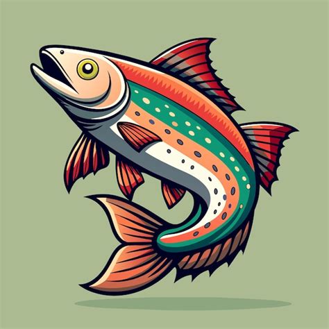 Cute Salmon Fish Cartoon Vector With Bright Colors Premium Ai