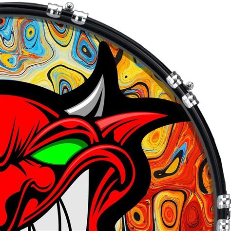 20 Custom Bass Kick Drum Front Head Graphic Graphical Demon Grin Ebay