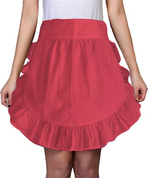 Hyzrz Waist Ruffle Apron Kitchen Cooking Restaurant Cotton Bistro Retro Half Aprons