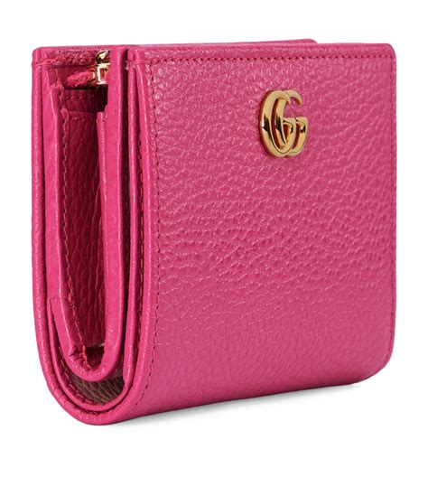 Womens Gucci Pink Leather Gg Marmont Bifold Wallet Harrods Uk