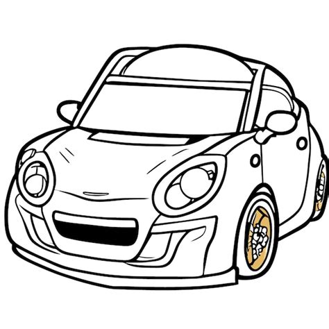 Premium Vector | Chibi car vector illustration line art