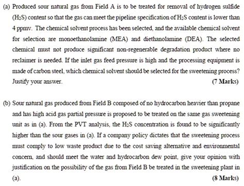 Solved This Is A Petroleum Engineering Related Topic Gas Sweetening