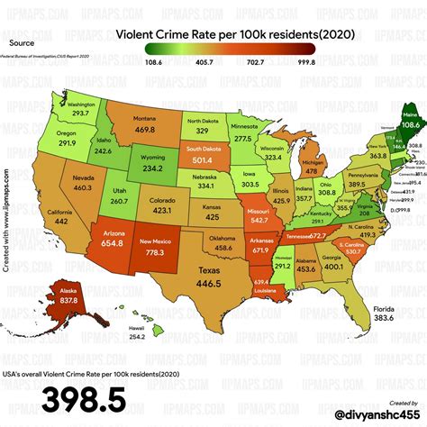 The Most And Least Dangerous States In The U S Vivid Maps