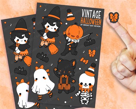 Vintage Halloween Sticker Sheets 2 Pack Kawaii Cute Etsy