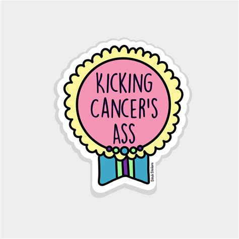 Kicking Cancers Ass Sticker Cancer Ribbon Sticker Etsy