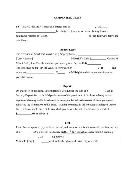 One Year Apartment Lease Agreement Template Hq Printable Documents