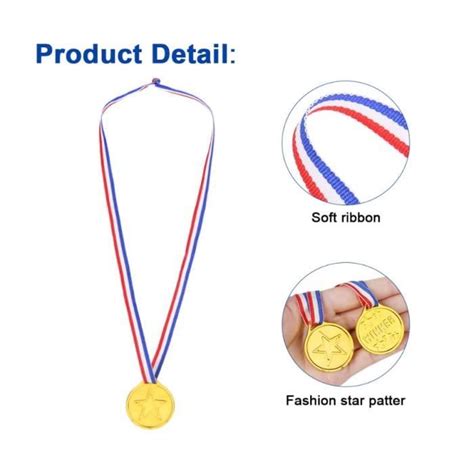 Pi Ces M Dailles Enfants Medaille D Or Plastique Avec Rubans De Cou